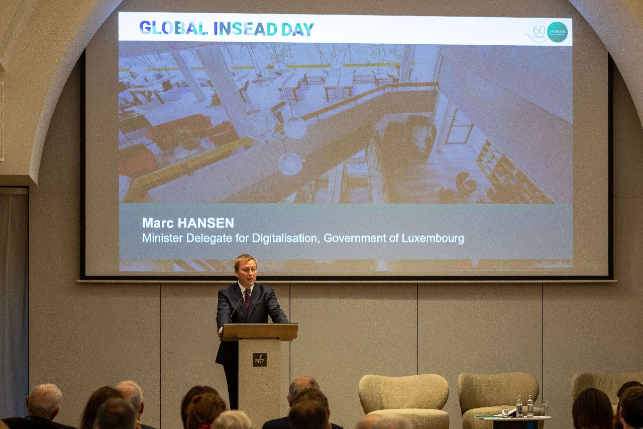 Marc Hansen lors de son discours au Global Insead Day 2019